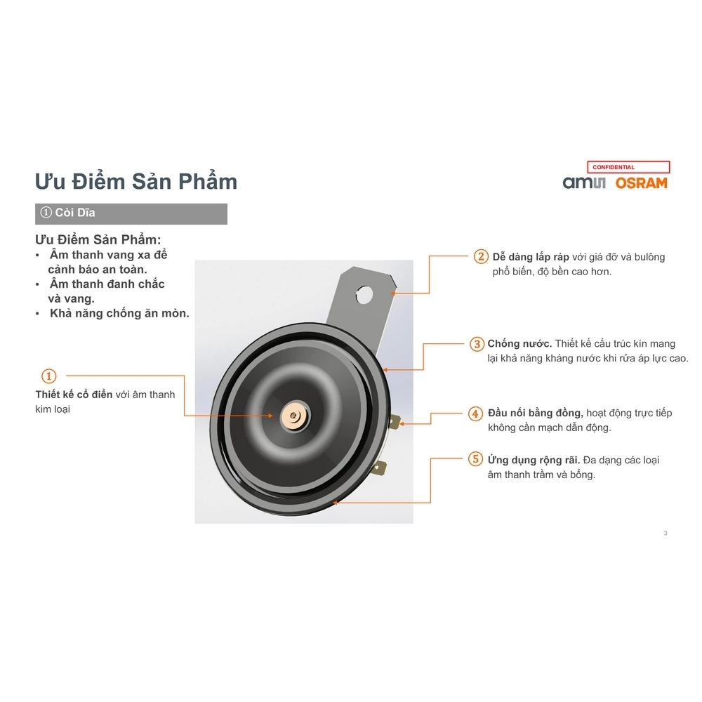 Còi dĩa xe máy OSRAM Disc Horn OHS80 Single Tone Red - Còi dĩa 2 tầng đặc biệt phù hợp cho xe tay ga - Ảnh 5