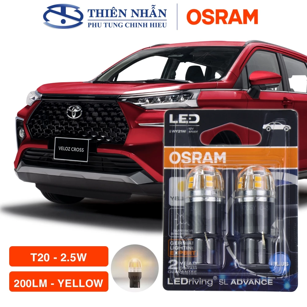 Bóng đèn Led Osram T20 ô tô tín hiệu, báo rẽ, demi, định vị, lùi, biển số,.. sáng trắng 9705CW - vàng 9705Y - đỏ 9715R - Ảnh 2